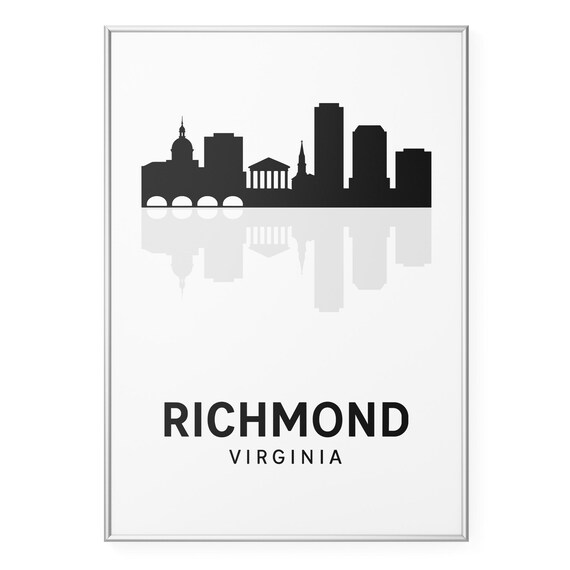 Richmond Virginia Skyline Silhouette Historic City Poster Decor