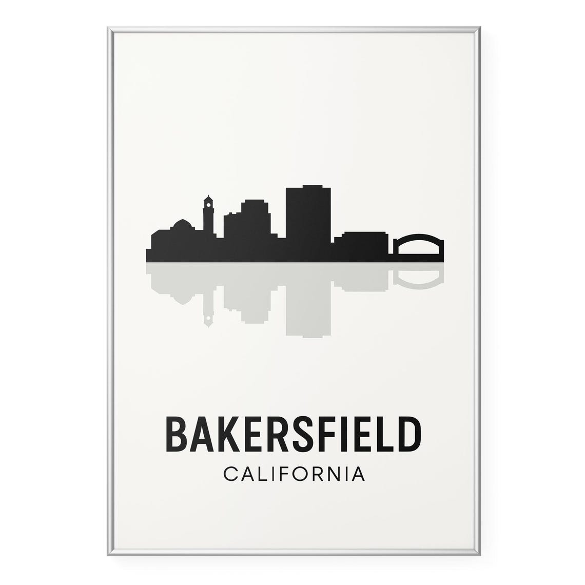 Bakersfield California Skyline Arched Bridge Minimalist Poster