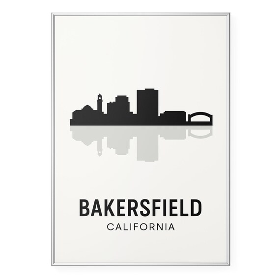 Bakersfield California Skyline Arched Bridge Minimalist Poster