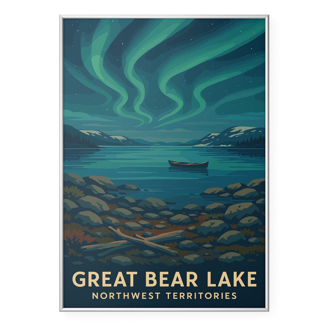 Great Bear Lake Northwest Territories Aurora Night Sky Travel Poster
