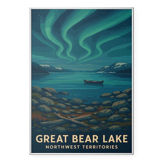 Great Bear Lake Photo Print Northwest Territories Poster Northern Lights Wall Art Modern Office Home Decor