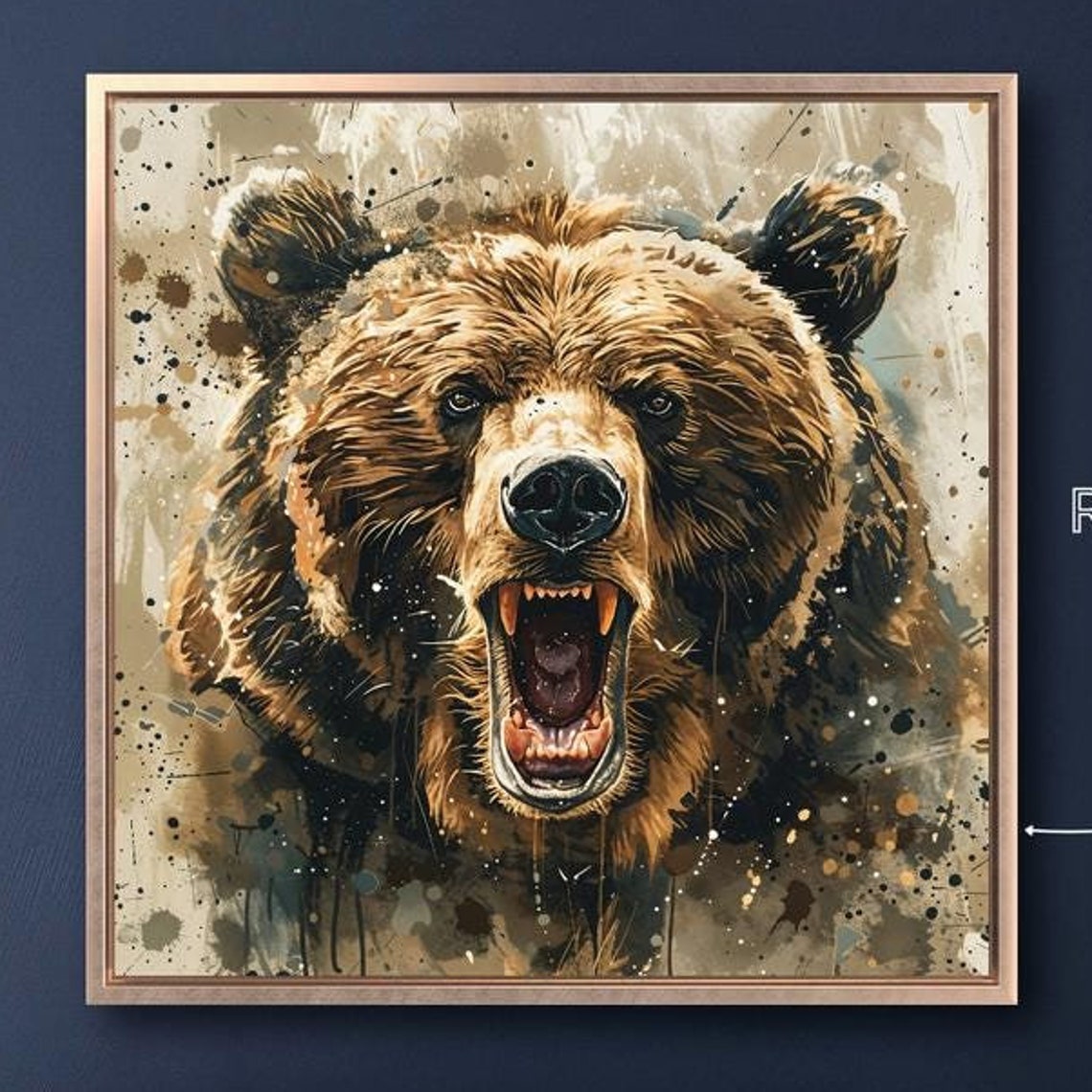 Roaring Grizzly Bear Fierce Brown Predator Wildlife Portrait Poster
