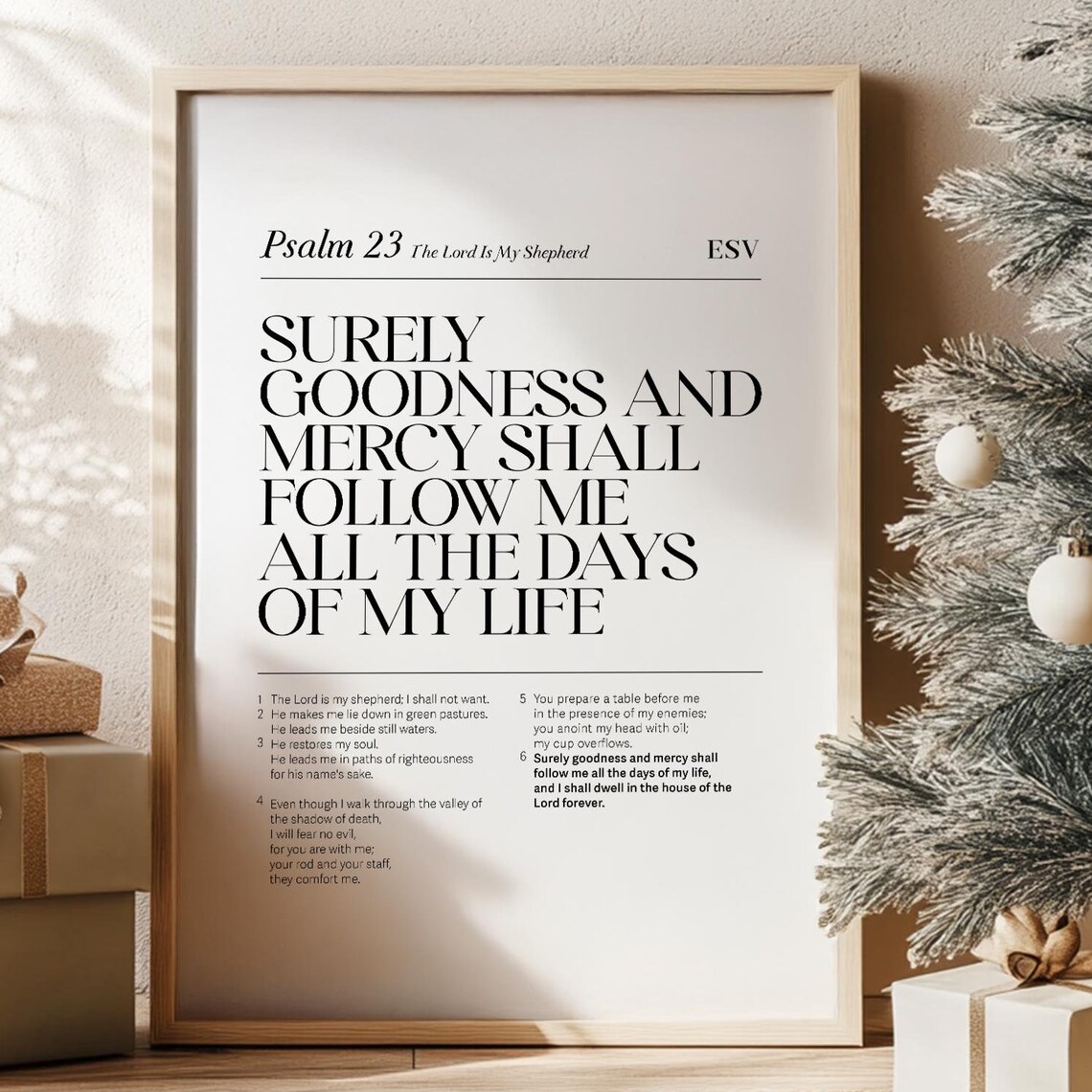 Psalm 23 ESV Scripture Art Print, Christian Wall Art