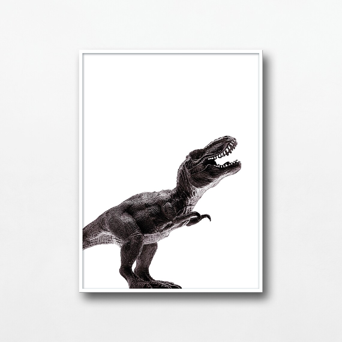 T Rex Dinosaur Toy Black White Photography Kids Room Nursery Poster - Image 3