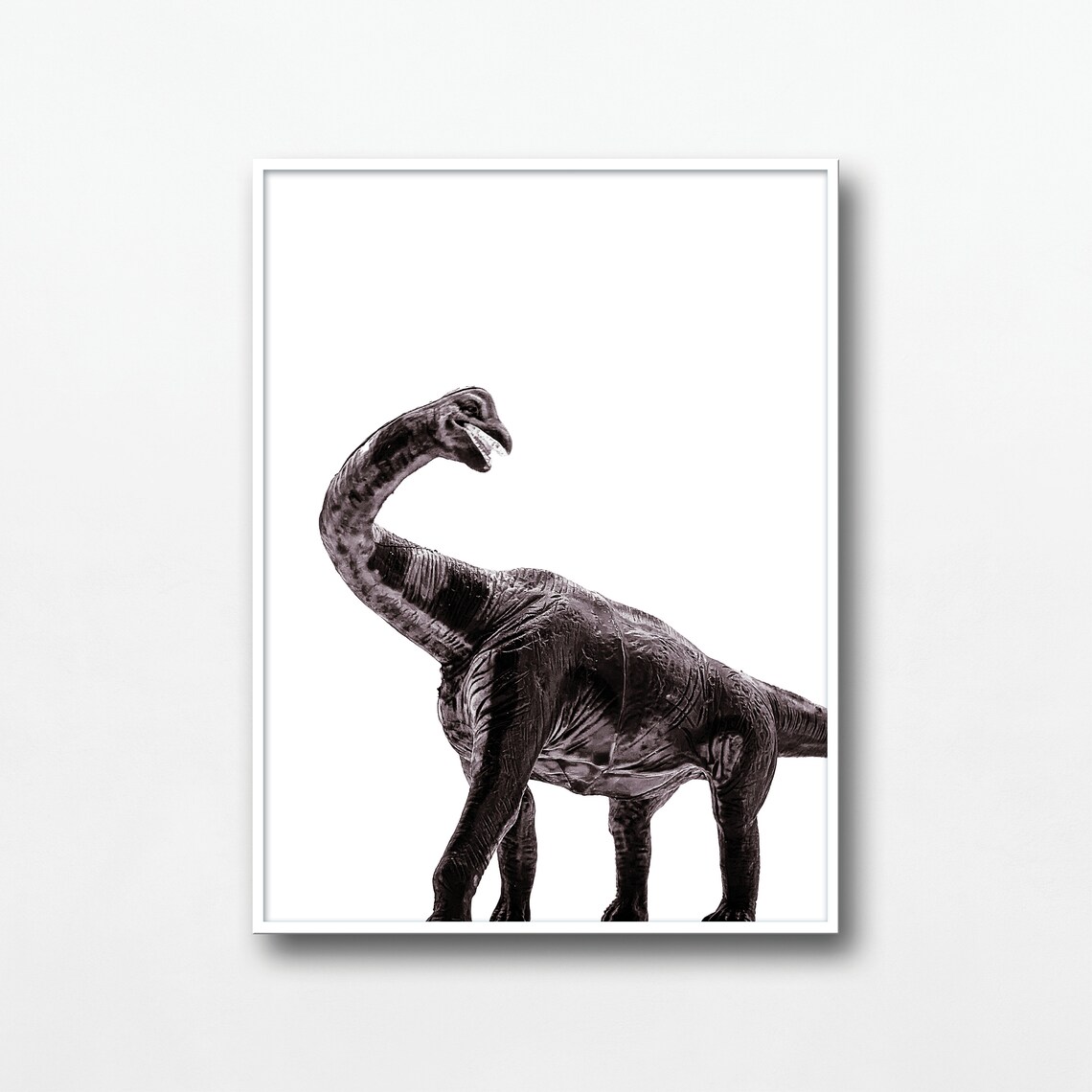 Brachiosaurus Long Neck Dinosaur Toy Black White Kids Poster - Image 3