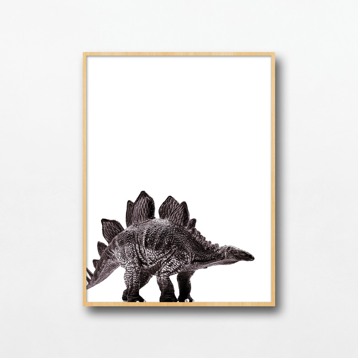 Stegosaurus Dinosaur Toy Black White Photo Kids Room Nursery Poster - Image 2