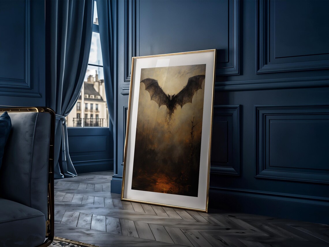Gothic Bat Halloween Dark Academia Wall Art - Image 2