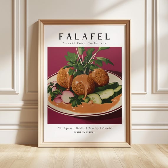 Falafel Art Print Middle Eastern Food Poster Vegetarian Kitchen Decor Foodie Gift