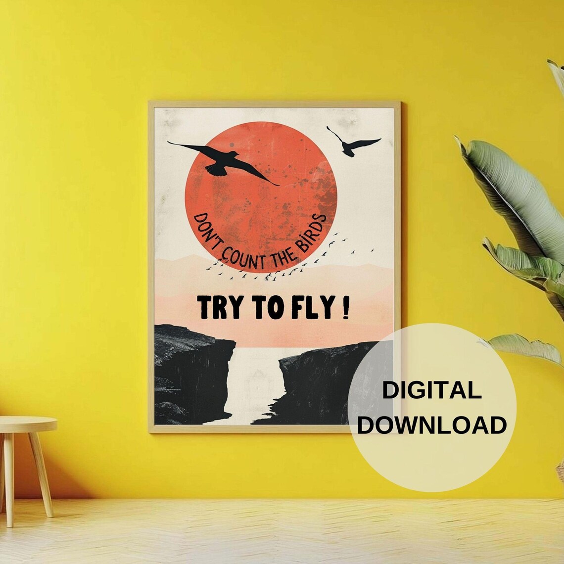 Try To Fly Motivational Quote, Sunset Decor - Image 4