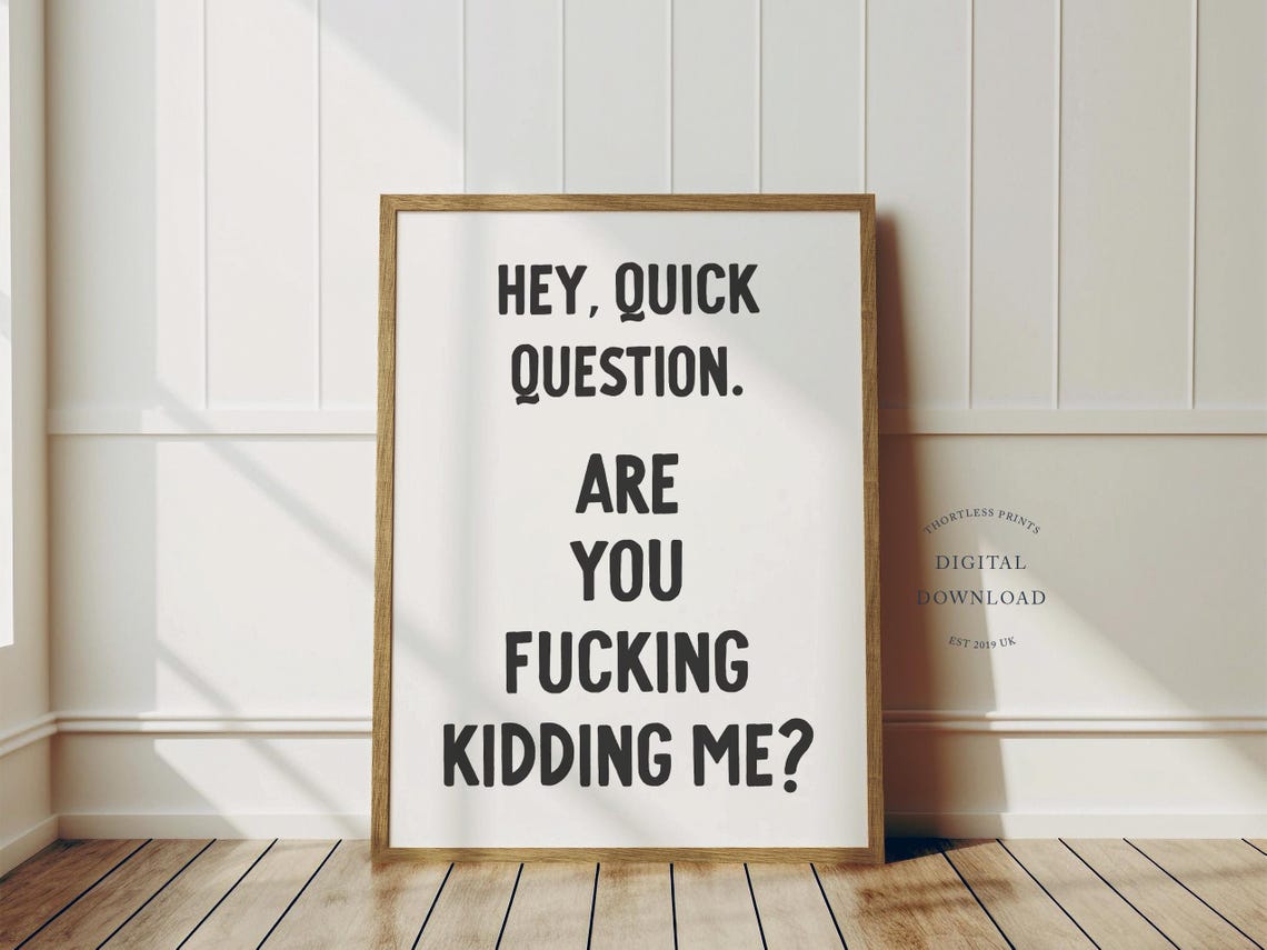 Hey Quick Question Are You Kidding Me Funny Sarcastic Quote Poster