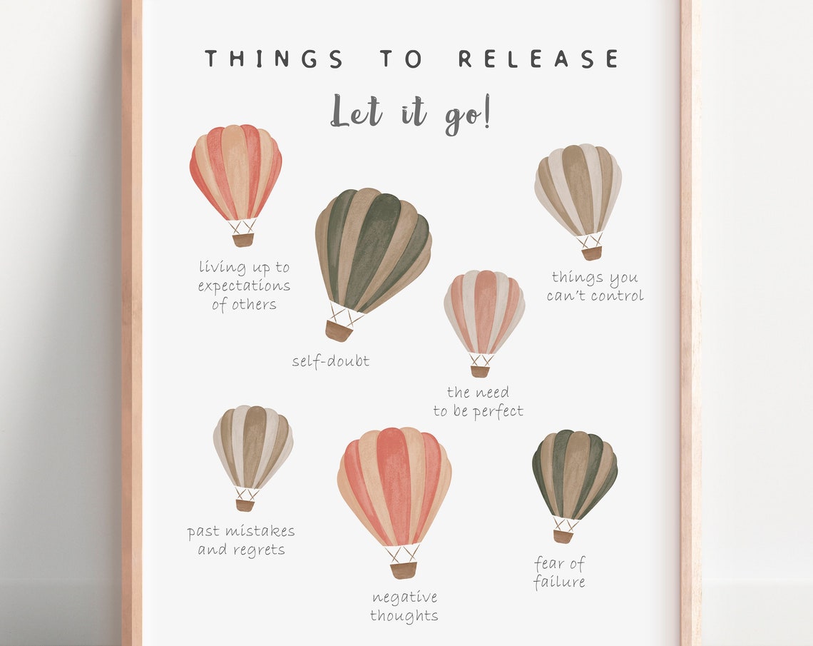 Things To Release Let It Go Hot Air Balloon Therapy Office Poster