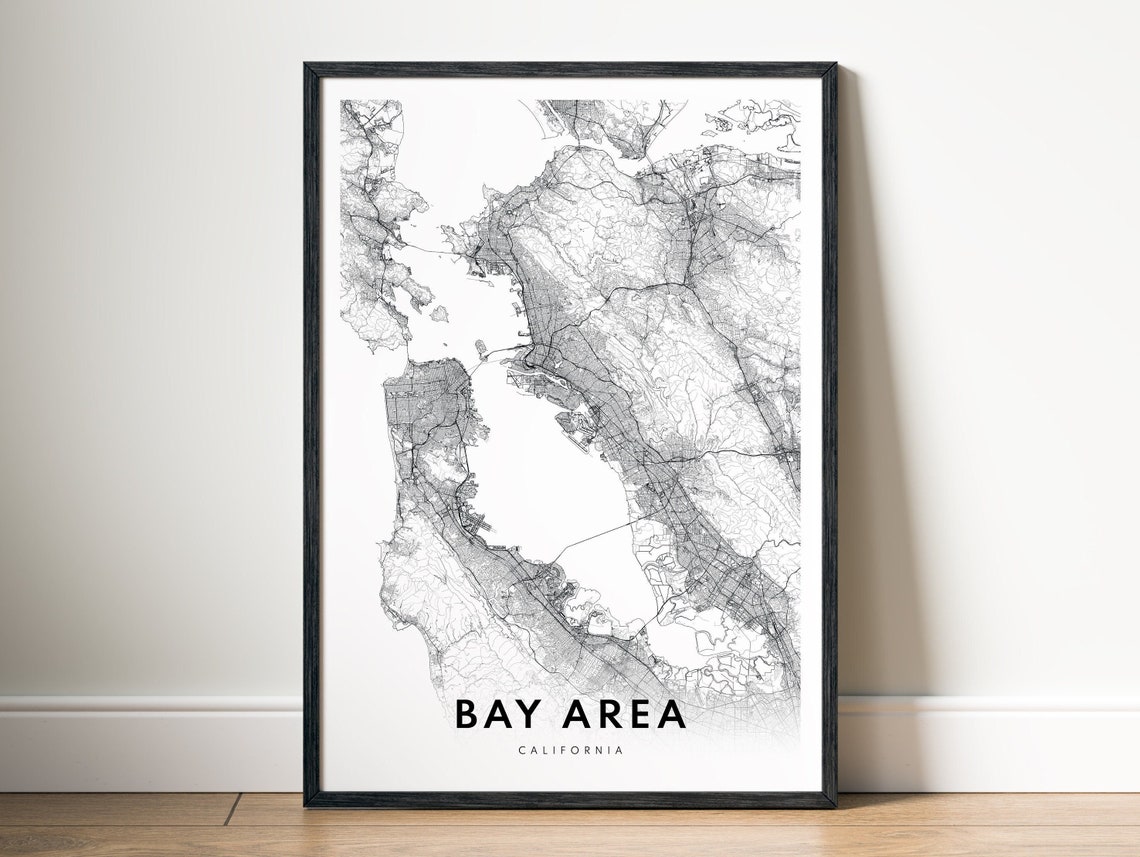 Bay Area California Minimalist Black and White City Map Poster - Image 5