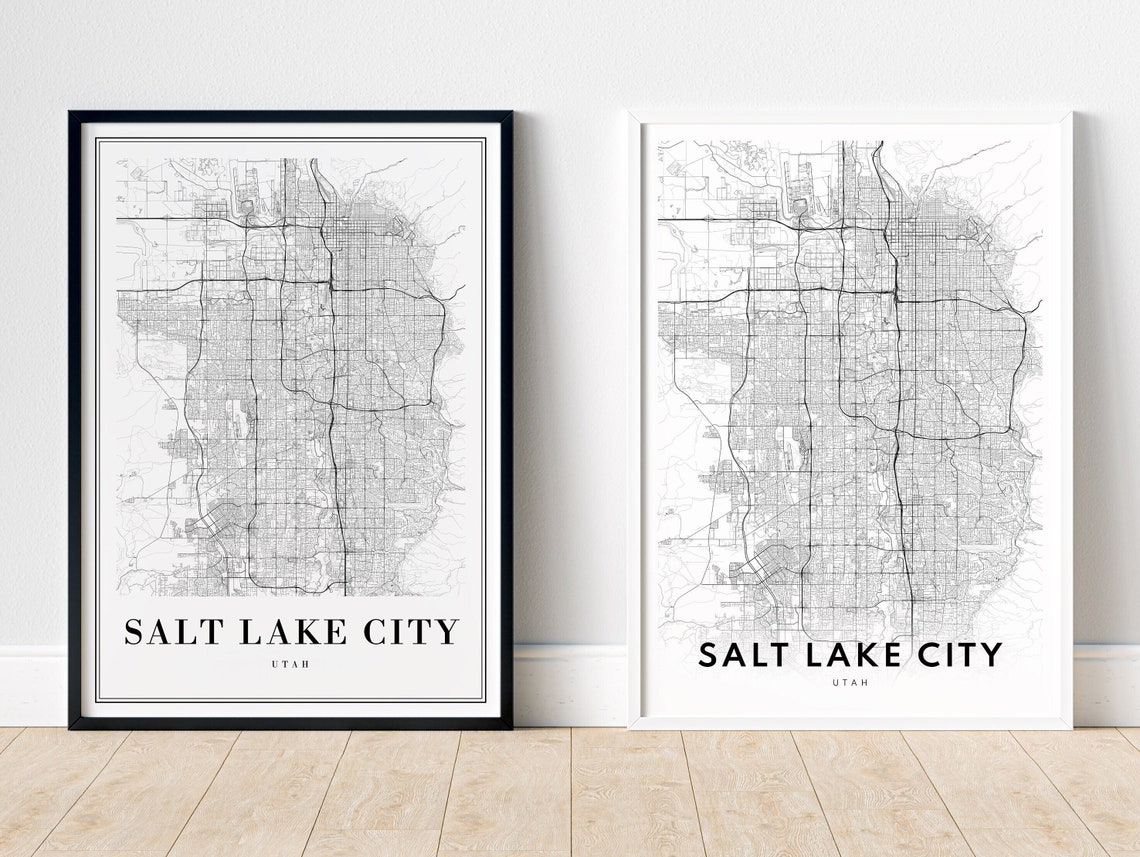 Salt Lake City Utah Minimalist Black and White City Street Map Poster - Image 5