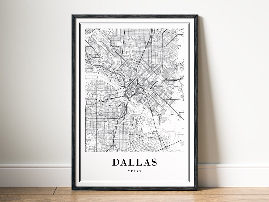 Dallas Texas Map Print, Black and White Map Poster - Image 5