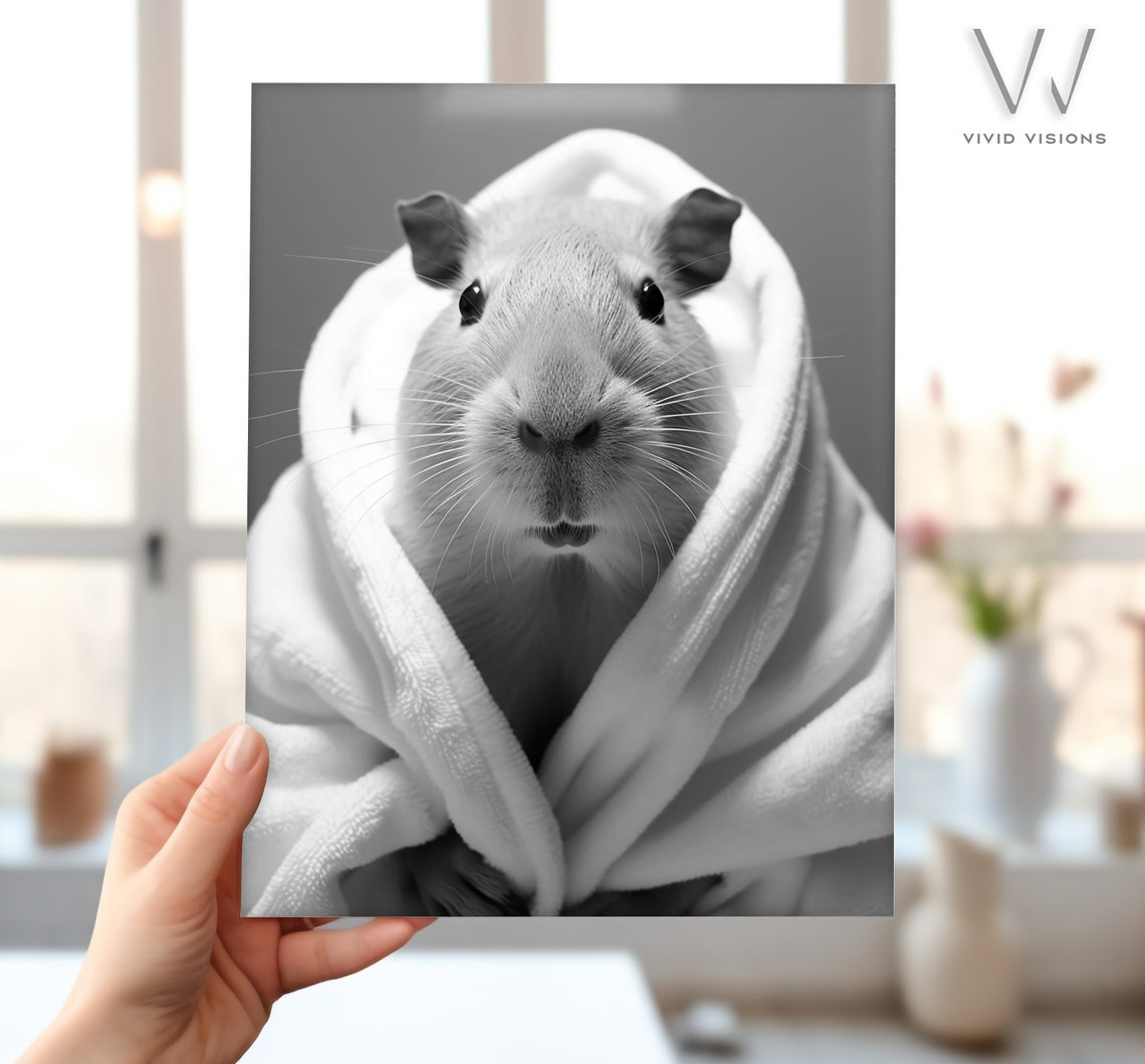 Capybara Wrapped in a White Towel Cute Animal Nursery Poster - Image 4