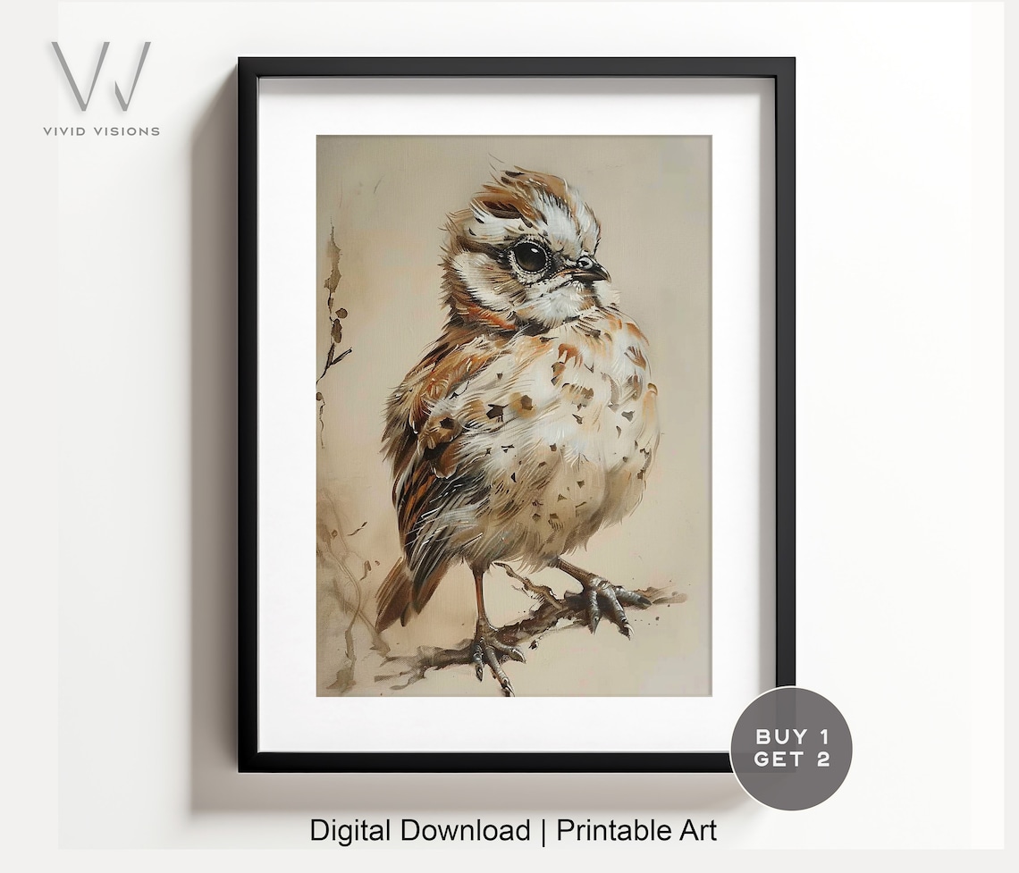 Baby Pheasant Chick Watercolor Woodland Farmhouse Nursery Poster