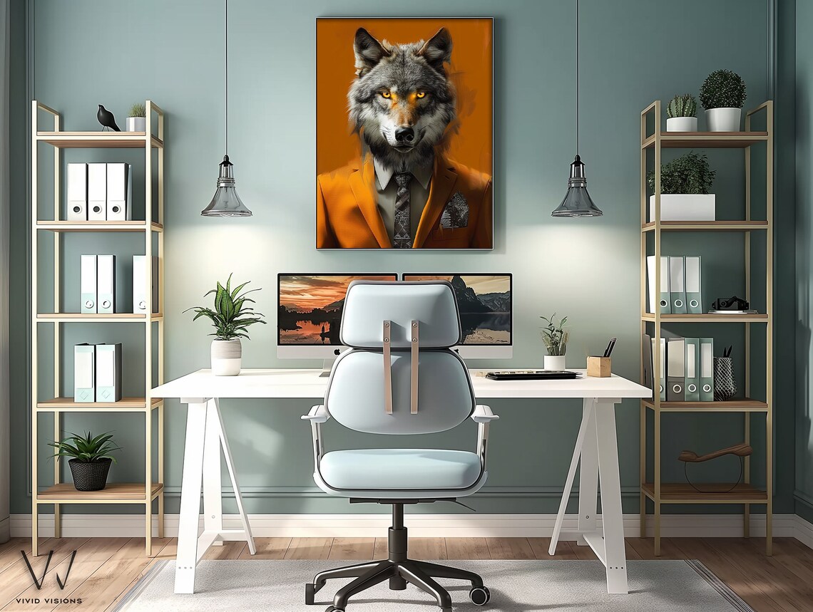 Modern Wolf Portrait, Contemporary Wall Art Print - Image 3