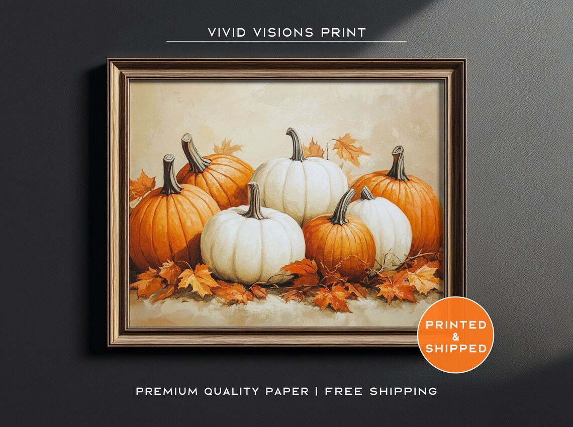 Orange And White Pumpkin Autumn Harvest Poster