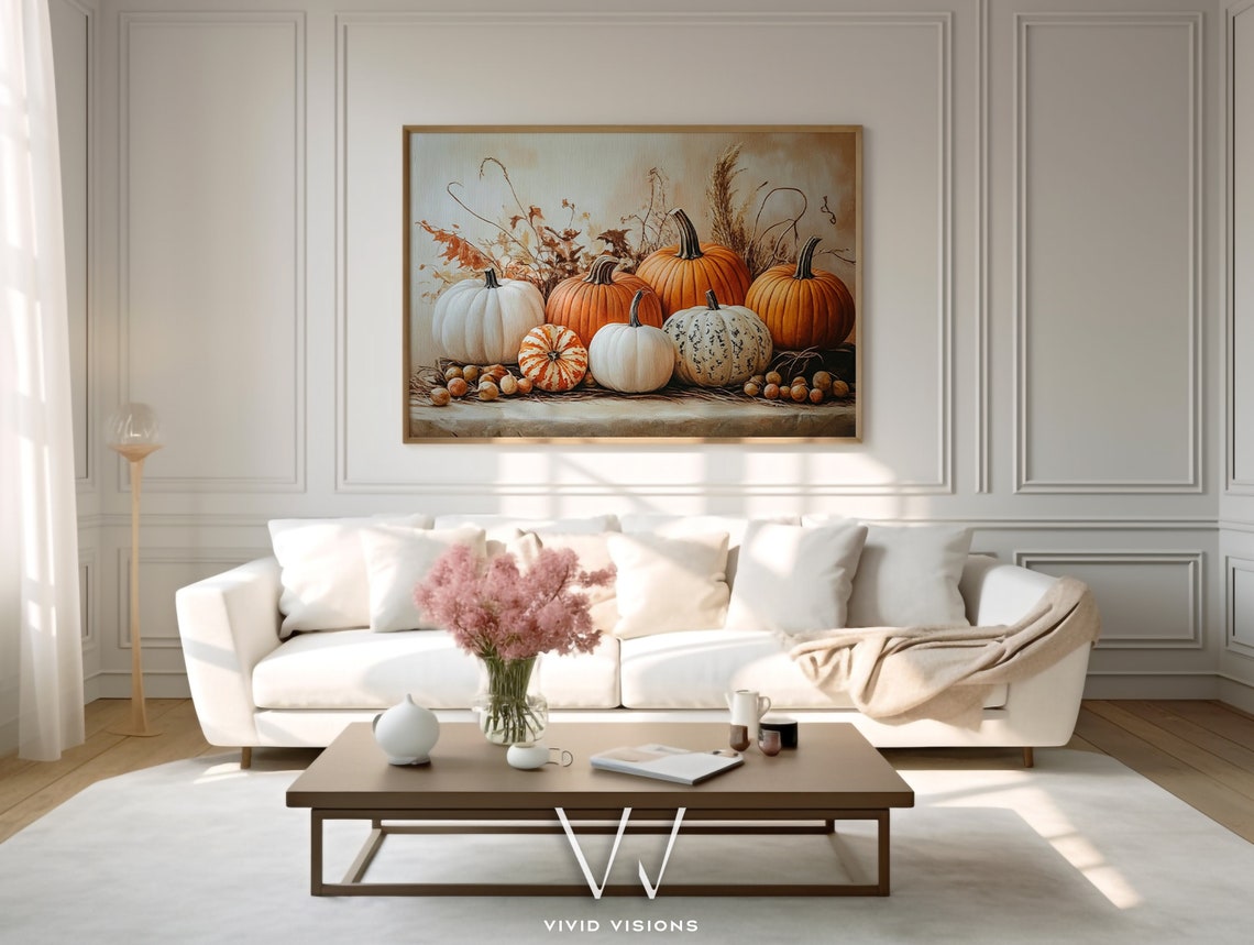 Rustic Pumpkin Harvest with Gourds and Acorns Fall Farmhouse Poster - Image 3