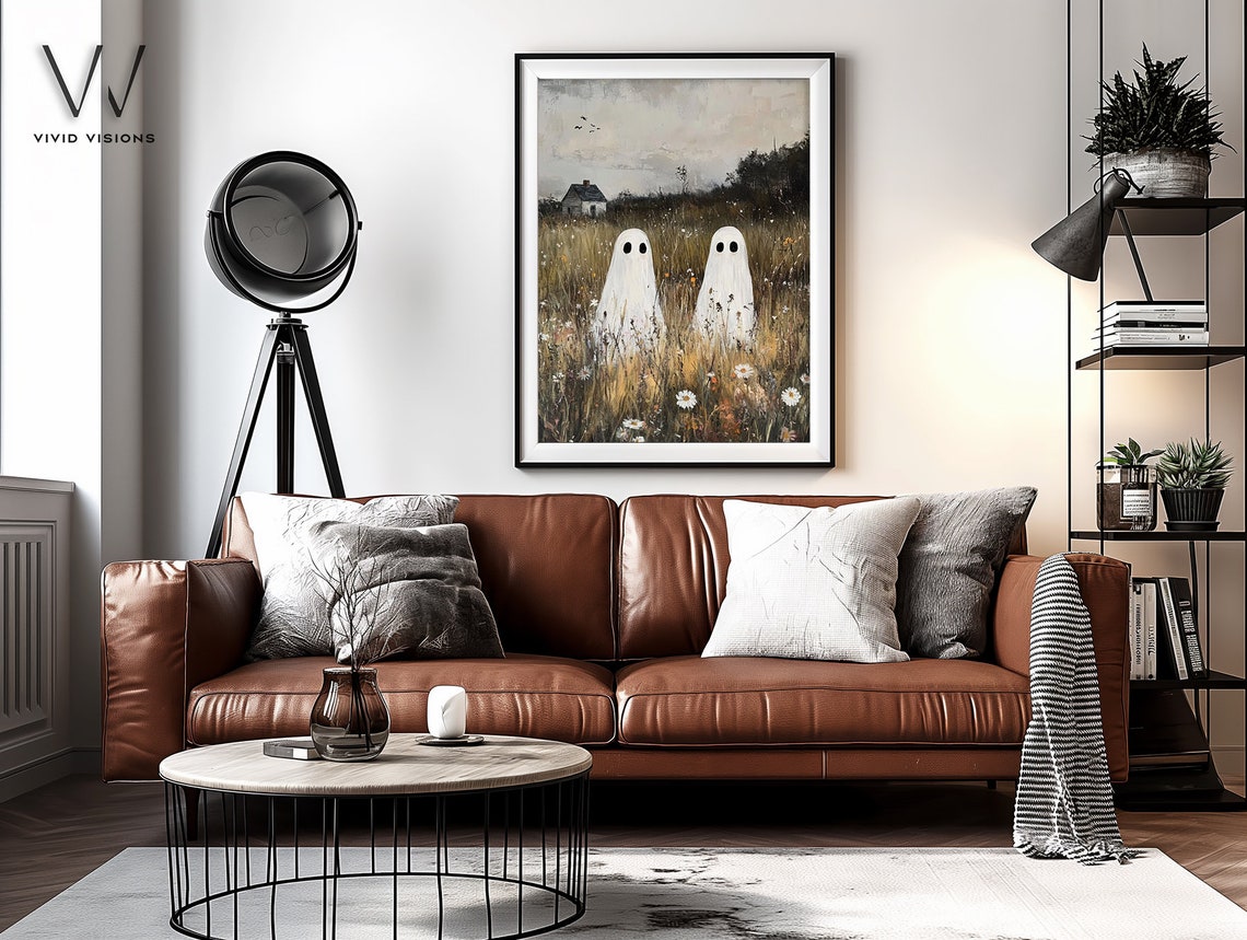 Two Ghosts In A Wildflower Meadow Poster Vintage Dark Academia Art - Image 4