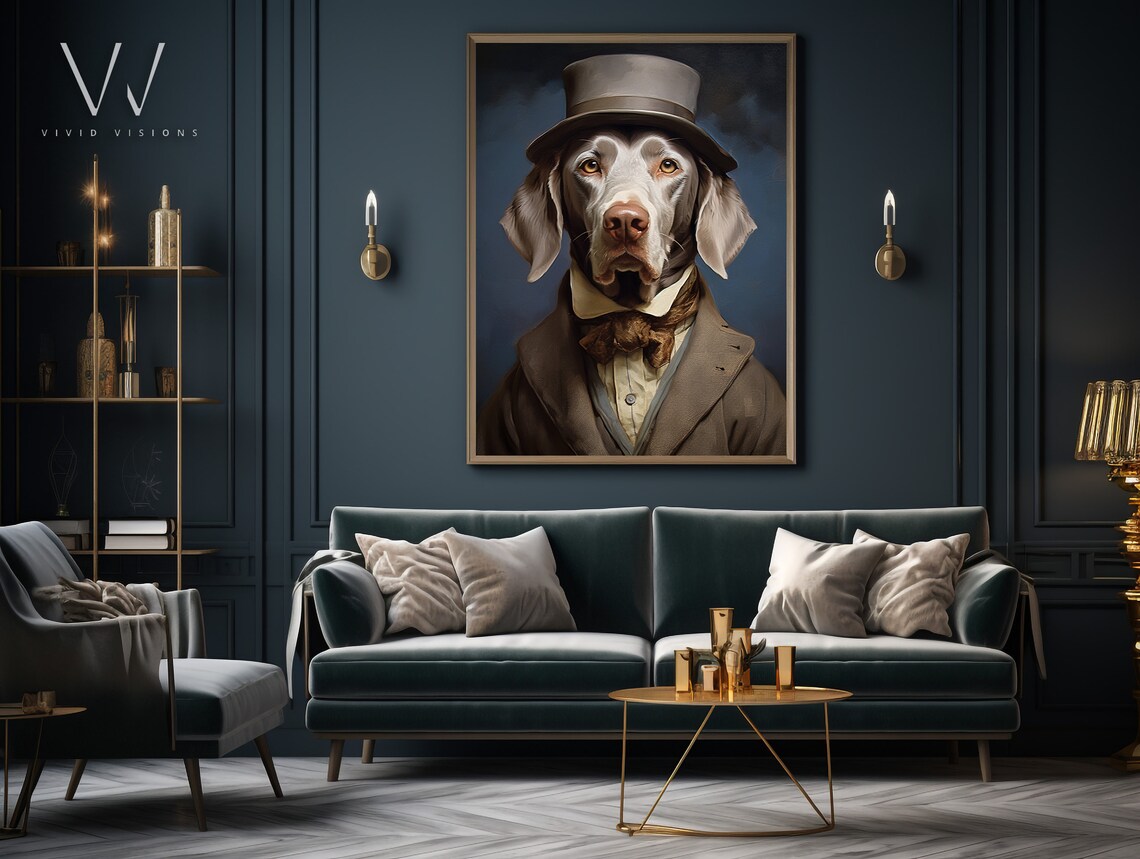 Weimaraner Dog in a Top Hat and Tweed Coat Vintage Gentleman Poster - Image 3