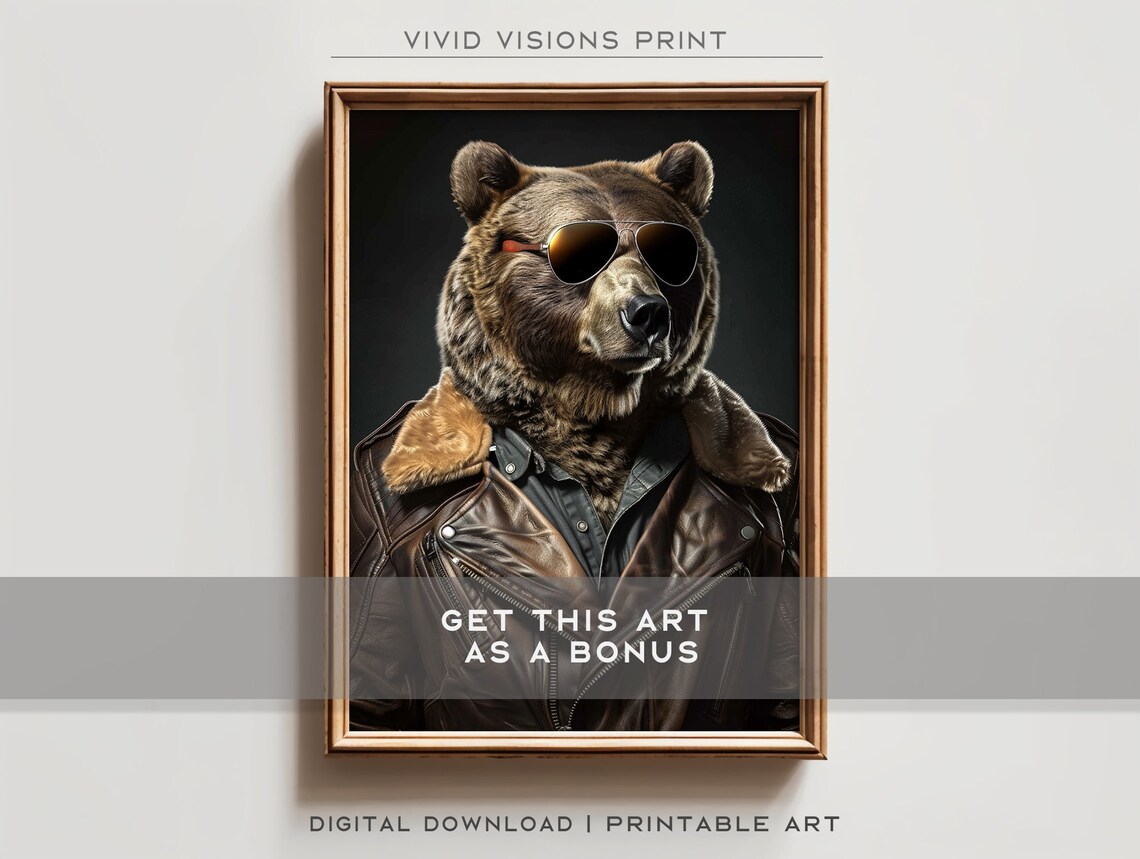 Modern Raccoon Portrait in Sunglasses, Vintage Style - Image 2