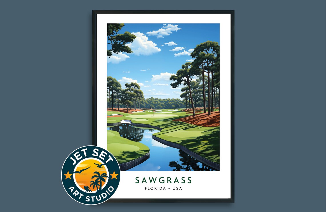 TPC Sawgrass Golf Course Poster Print, Golf Decor