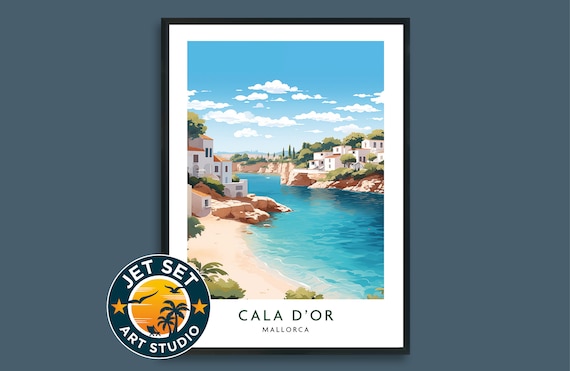 Cala Dor Mallorca Spain Travel Poster, Vintage Art Print