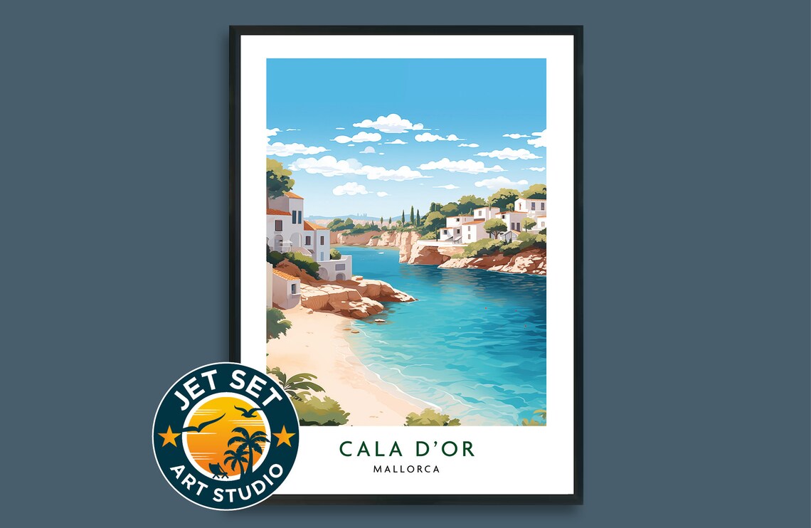 Cala Dor Mallorca Spain Travel Poster, Vintage Art Print