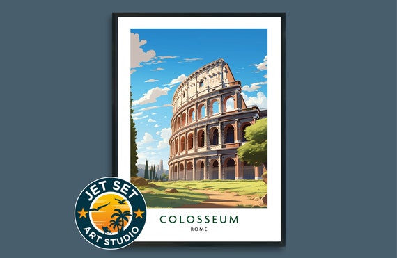 Colosseum Rome Italy Travel Print Wall Art City Poster Hanging Home Dcor Gift Lovers Framed Unframed Canvas Italian