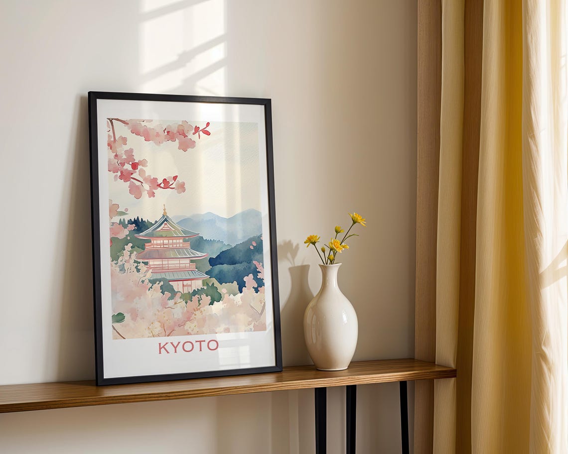 Kyoto Art Print Watercolor Painting Japan Wall Art Cherry Blossom Poster Asian Travel Decor Spring Artwork Home Decor Housewarming Gift - Image 2