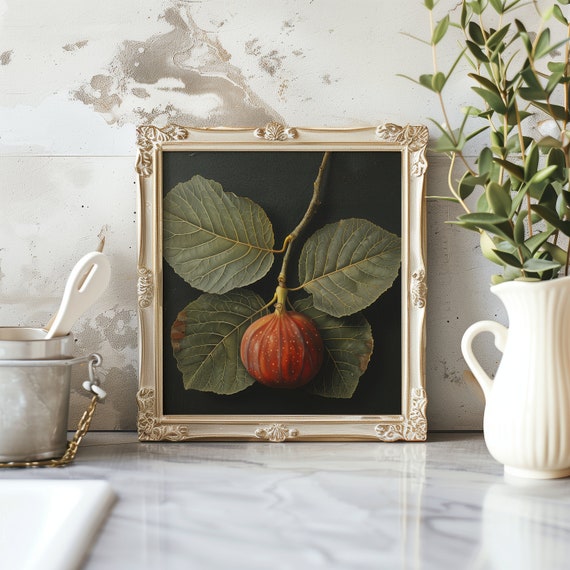 Red Fig Still Life Oil Painting, Kitchen Decor
