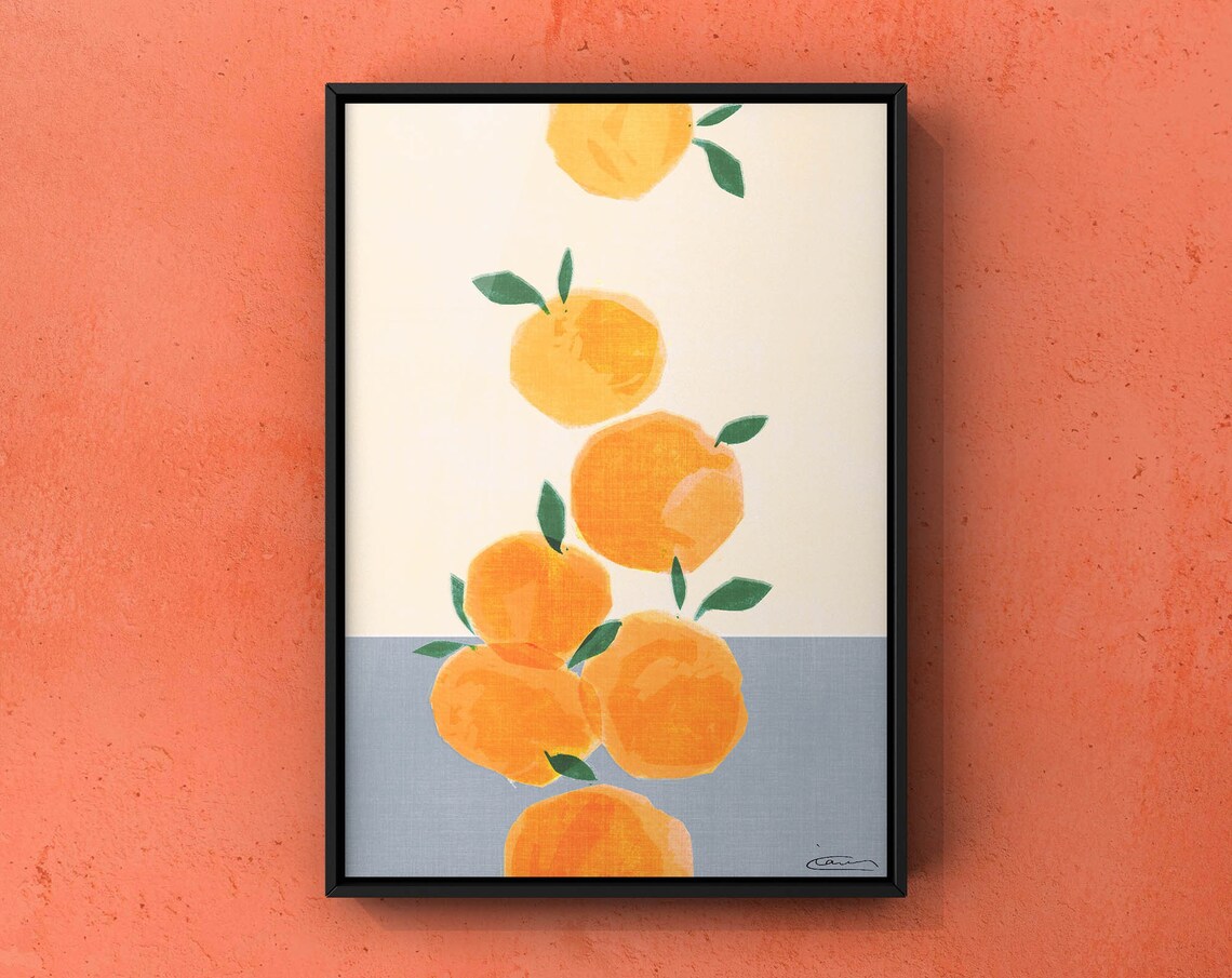 Oranges Wall Art, Hand Drawn Art Print - Image 4