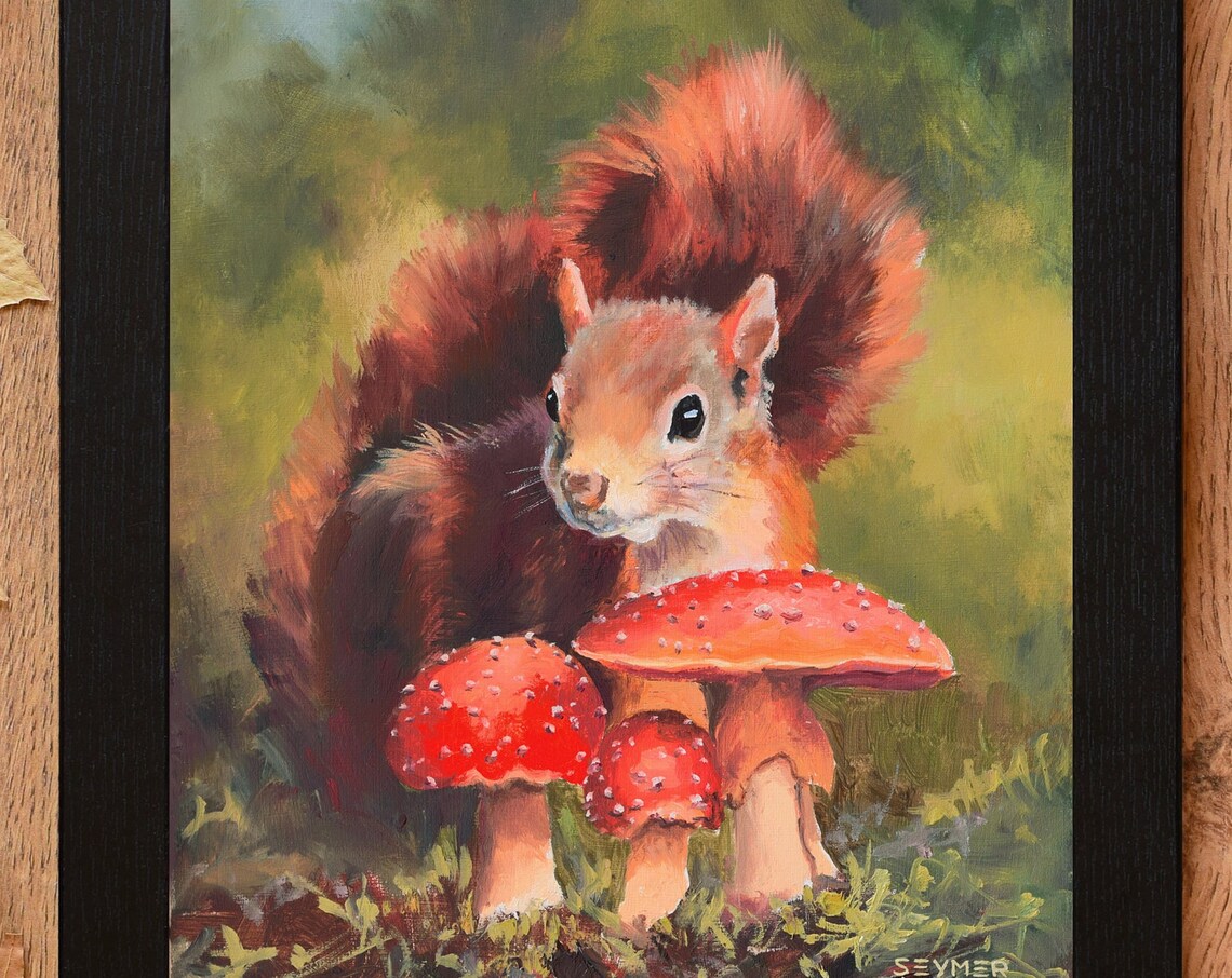 Squirrel Painting, Cottagecore Autumn Wildlife Art - Image 6