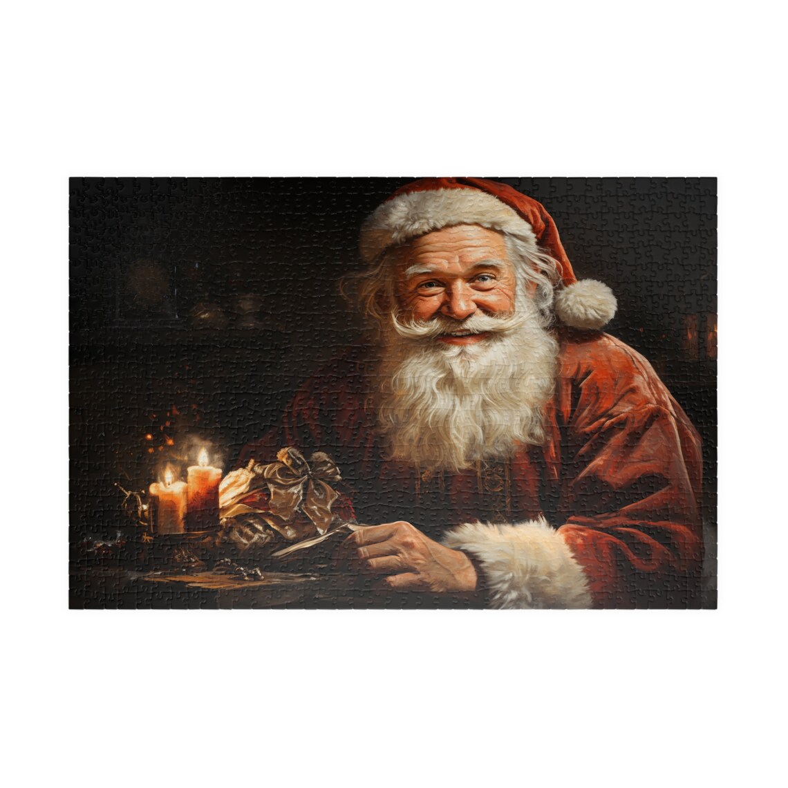 Classic Santa Claus Portrait Glowing By Candlelight Art Poster - Image 3