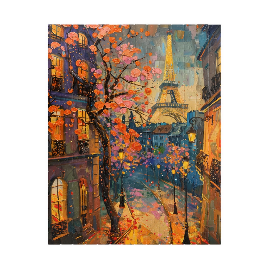 Paris Street with Eiffel Tower Autumn Trees Impressionist Art Poster - Image 2