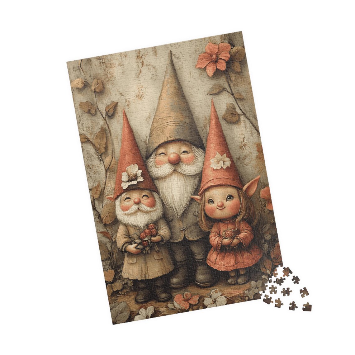 Gnome Grandfather With Two Little Gnomes Warm Family Portrait Poster - Image 4