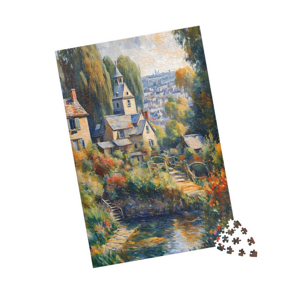 European Riverside Village Impressionist Landscape Painting Art Poster - Image 4