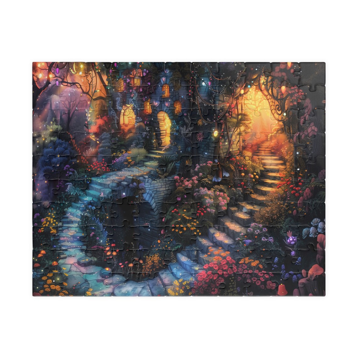 Secret Fairy House Glowing Garden Night Stairs Lantern Light Poster - Image 5