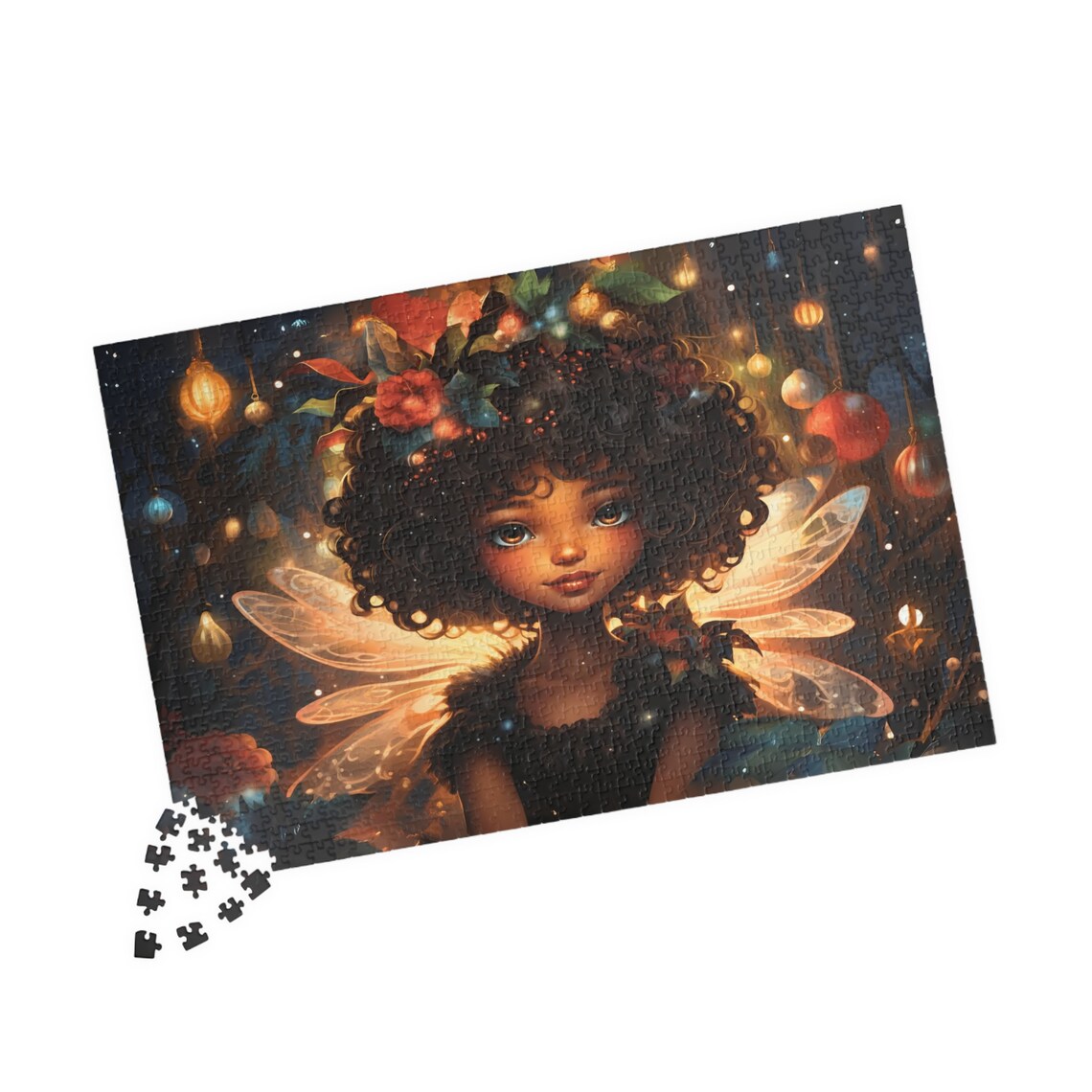 Glowing Holiday Fairy Girl with Flower Crown and Lantern Light Poster - Image 4
