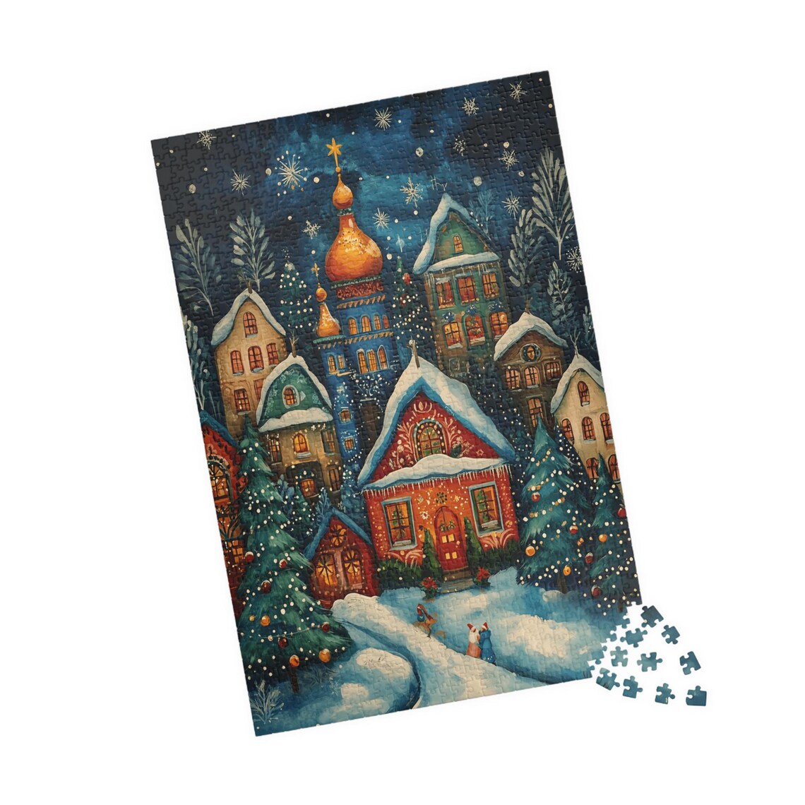Snowy Village Russian Folk Art Art Print - Image 4