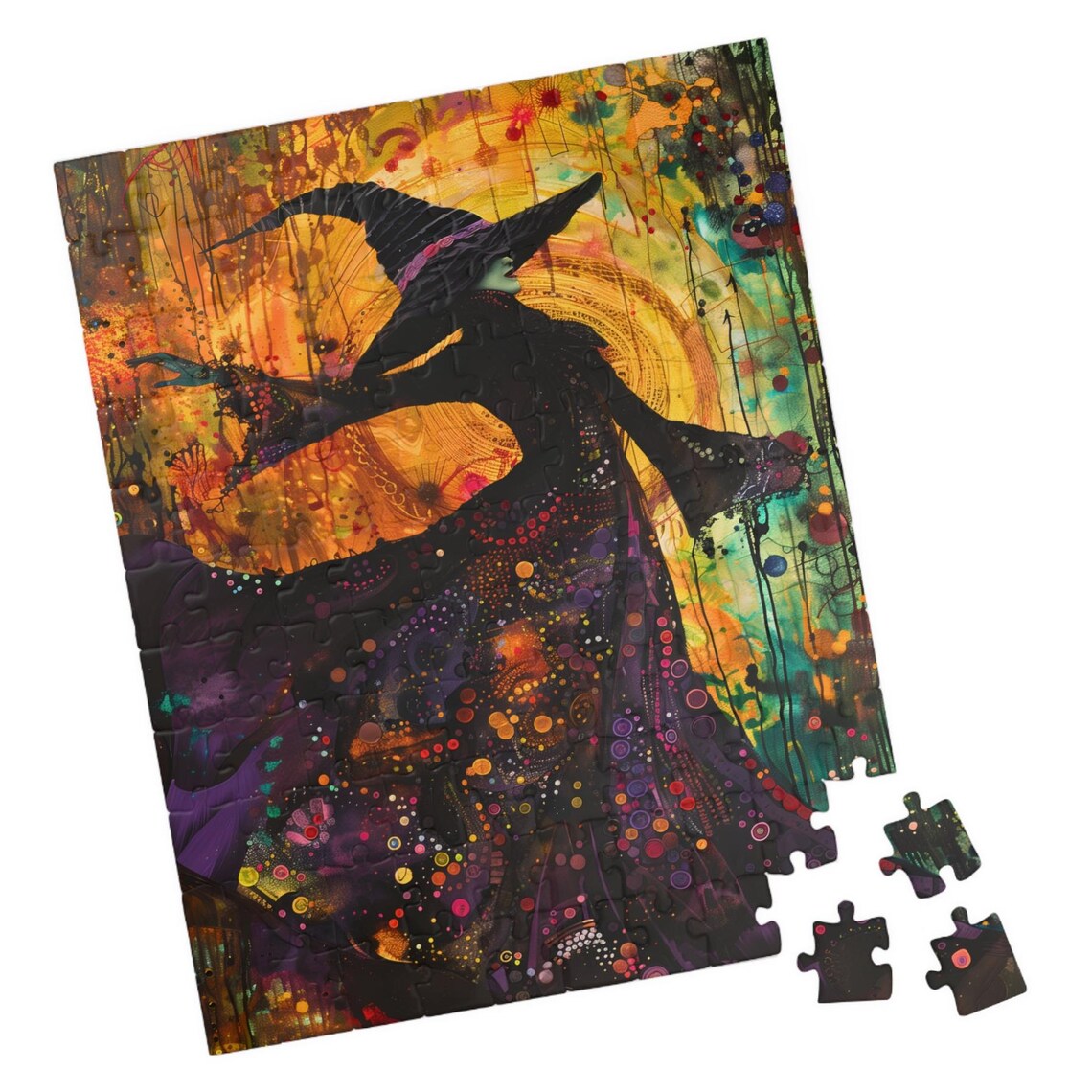 Dark Witch Halloween Art Print, Holiday Seasonal Decor