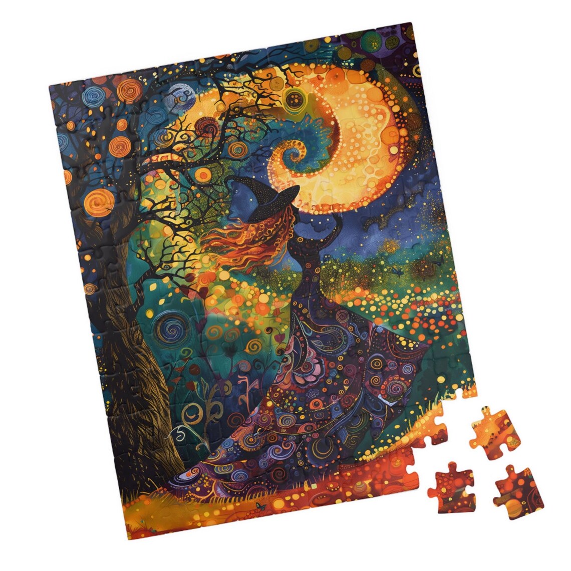 Whimsical Witch Halloween Puzzle Art Print