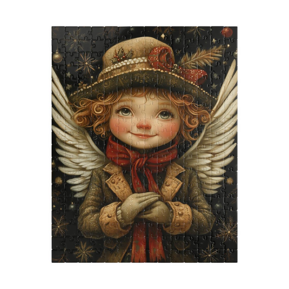 Vintage Style Angel Child Hat Red Bow Scarf Starry Night Poster - Image 5