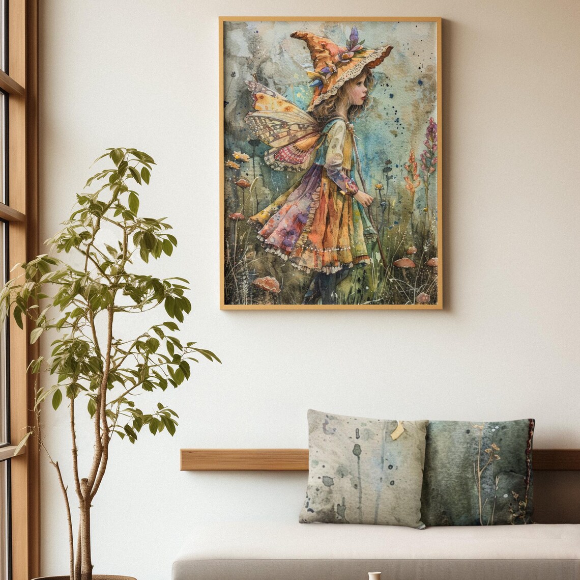 Whimsical Fairy Girl Strolling Through a Wildflower Field Poster - Image 2