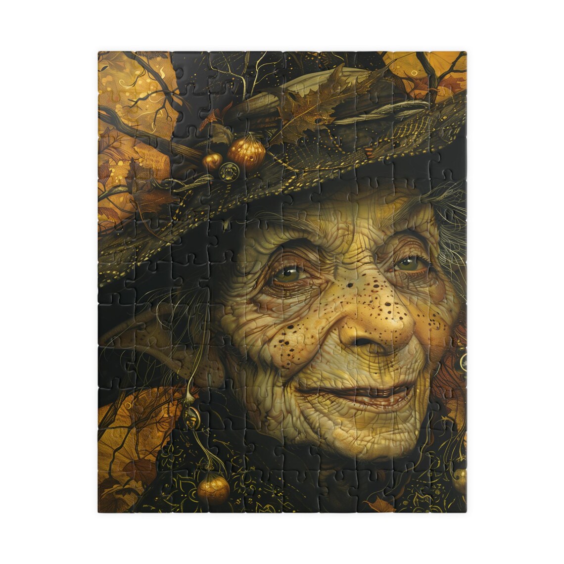 Moody Autumn Witch Portrait In Golden Darkness Art Art Poster - Image 5