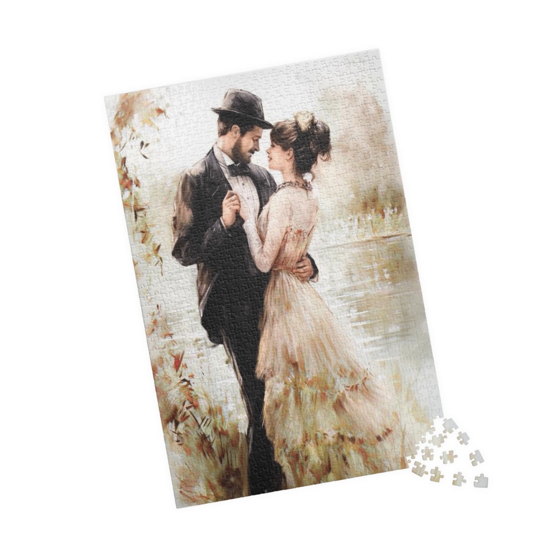 Elegant Victorian Couple Dancing Beside A Calm Lake Art Poster - Image 4