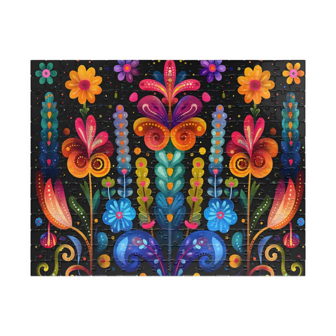 Colorful Folk Art Jigsaw Puzzle Art Print - Image 2
