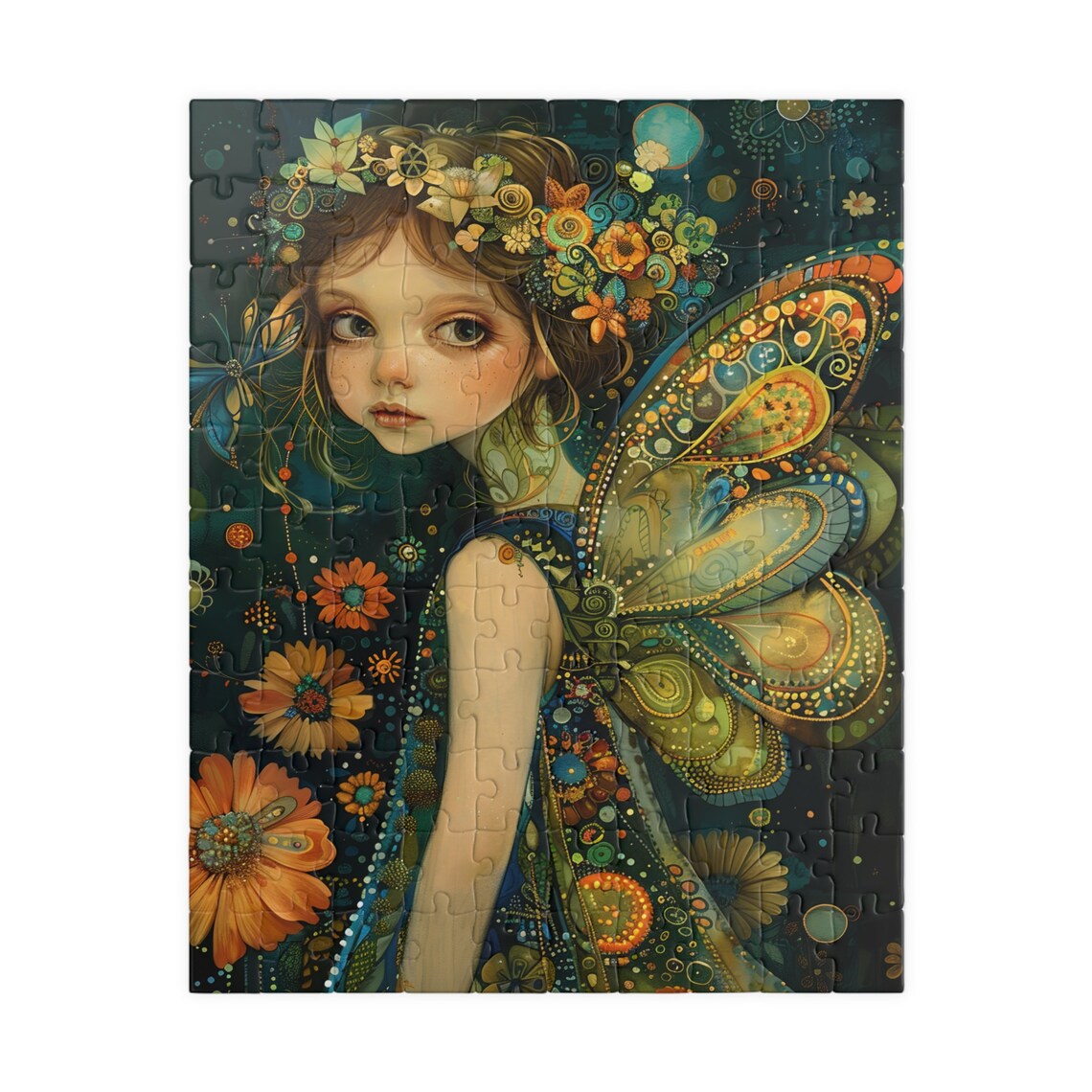 Fairy Girl With Butterfly Wings and Floral Crown Fantasy Art Poster - Image 2