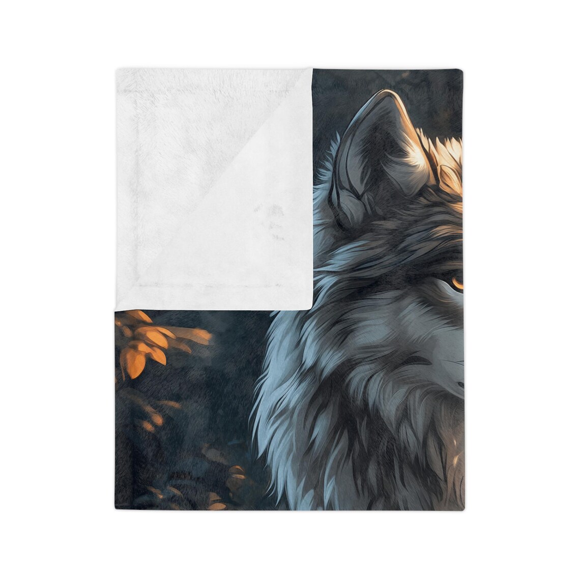 Majestic Wolf Sitting Among Golden Autumn Leaves Portrait Poster - Image 3